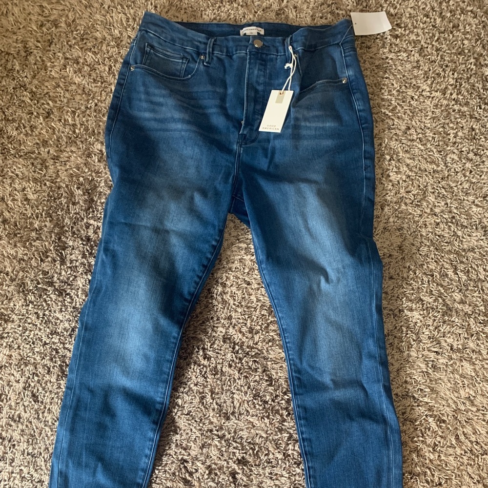 Good American Good Waist with Step Hem Skinny High Rise Jeans